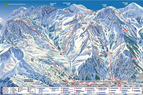 Alta Ski Resort - Map, Weather & Information - Ski Utah Alta Ski, Utah Skiing, Skiing Lessons, Powder Skiing, Utah Mountains, Ski Trails, Trail Map, Mountain Canvas, Photo Panel