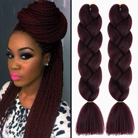 MSCHARM 5 Pcs Synthetic Fiber Braiding Hair Extensions Ombre Braiding Hair Extensions for Women Daily or Party Use 100g/Pcs 24 Inch (Deep Wine Red): Amazon.ca: Beauty Wine Red Braids For Black Women, Red Braiding Hair, Ombre Braiding Hair, Curl Formers, Wine Hair Color, Braiding Hair Extensions, Wine Hair, Ombre Hair Extensions, Cheap Hair Products