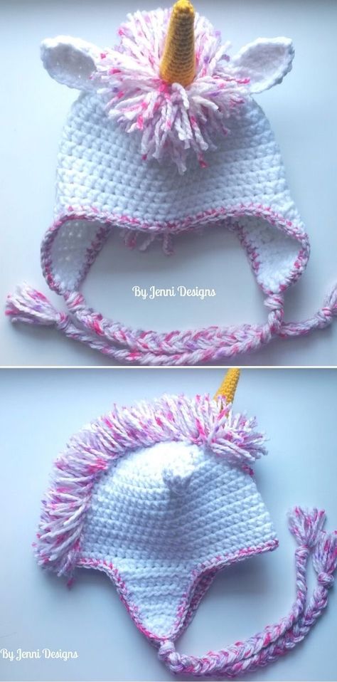 Crochet Unicorn Hat, Hoodie and Headband Patterns - Pattern Center Crochet Unicorn Blanket, Crochet Unicorn Hat, Hat Free Crochet Pattern, Crochet Animal Hats, Crochet Unicorn Pattern, Headband Crafts, Unicorn Hat, Crochet Baby Hat Patterns, Hat Patterns Free