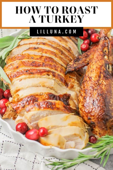 Learn how to roast a turkey with all the tips and tricks you'll need to make a turkey full of flavor for Thanksgiving or any holiday. #howtoroasttheperfectturkey #roastturkey #perfectroastturkey #thanksgivingturkey #turkeyrecipe Carve A Turkey, Herb Roasted Turkey Breast, Spatchcock Turkey, Perfect Roast Turkey, Herb Roasted Turkey, Carving A Turkey, Roast Turkey Recipes, Slow Cooker Turkey, Fried Turkey