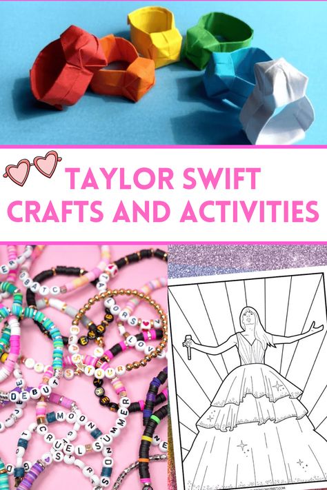 If you are a fan of Taylor Swift and crafting, you need to try one of our favorite Taylor Swift crafts and activities that are perfect for all ages. Crafts For Ages 7-10, Taylor Swift Activity Sheet, Taylor Swift Party For Kids, Taylor Swift Camp Ideas, Taylor Swift Projects, Taylor Swift Themed Crafts, Taylor Swift Crafts Ideas For Kids, Taylor Swift Party Games Kids, Taylor Swift Activities For Kids