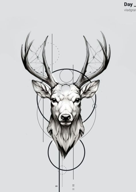 Geometric Tattoo Animal, Stag Tattoo Design, Deer Tattoo Designs, Geometric Animal Tattoo, Stag Tattoo, Cool Nature, Lioness Tattoo, Leopard Tattoos, Animal Tattoo Ideas