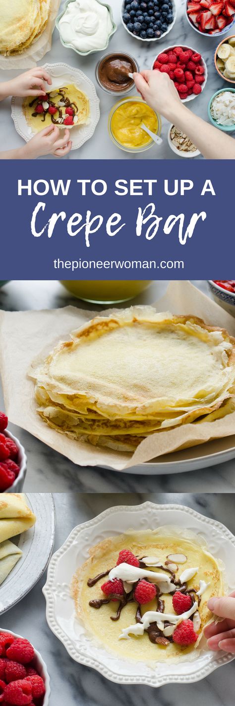 Crepes Brunch Ideas, Crepes Bar Ideas, Crepes Bar Party, Brunch Crepes Bar, Crepe Bar Brunch, Crepe Party Bar, Crepe Buffet Ideas, General Conference Food Ideas, Brunch Ideas Drinks