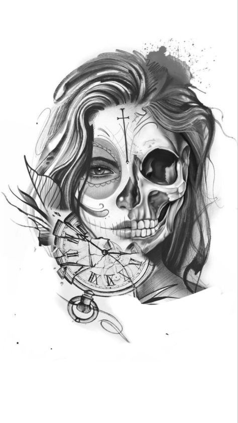 Half Woman Half Skull Tattoo Design, Woman Face Skull Tattoo, Half Lady Half Skull Tattoo, Woman Skull Tattoo Design, Half Skull Half Woman Face Tattoo, Half Skull Tattoo Design, Half Skull Face Tattoo, Half Face Half Skull Tattoo, Half Woman Half Skull Tattoo