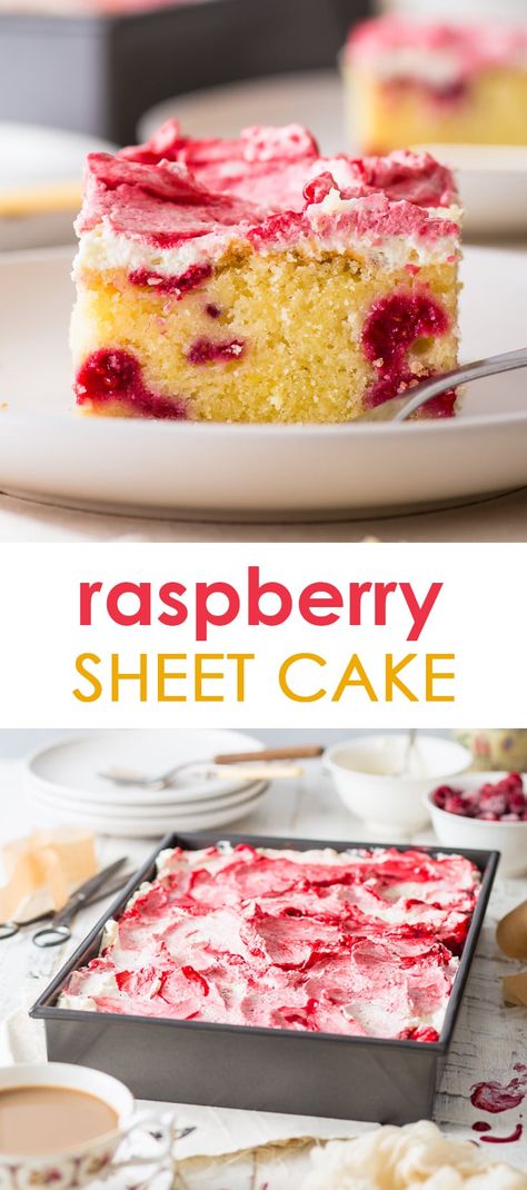 Cake Recipes Gluten Free, Raspberry Sheet Cake, Raspberry Swirl Cake, Raspberry Cream Cake, The Loopy Whisk, Easy Bake Cake, Loopy Whisk, Raspberry Cake Recipes, Cake Gluten Free