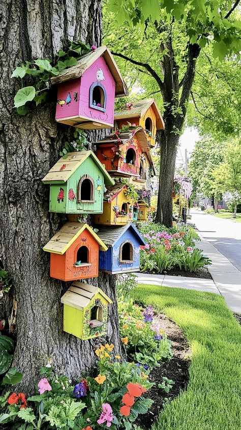 Gothic Gardens, Birds House, Garden Fence Art, Bird Houses Ideas Diy, Garden Birdhouses, Unique Bird Houses, Fairy Garden Crafts, Backyard Greenhouse, Bird Houses Painted