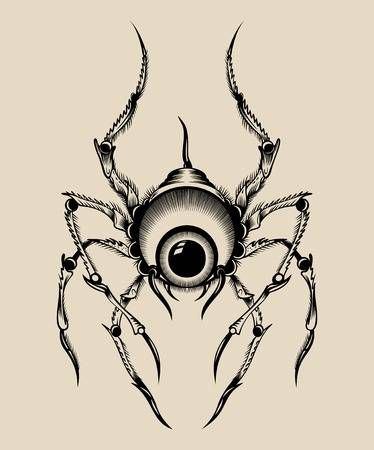 Eyeball Black And White, Spider Eye Drawing, Creepy Spider Drawing, Arachnophobia Art, Eyeball With Wings, Eyeball Sketch, Skull Food, Monster Spider, Eyeball Drawing