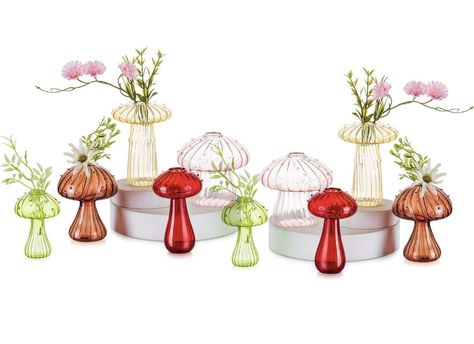 Mushroom Vase, Colored Glass Vases, Propagation Station, Mini Terrarium, Small Glass Vases, Planter Gift, Hydroponic Plants, Glass Planter, Glass Mushrooms