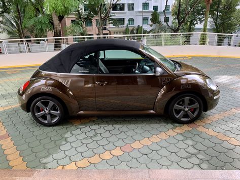 Brown Beetle Car, Sage Green Beetle Car, Brown Vw Beetle, Brown Volkswagen Beetle, Car Vibes, Volkswagen Beetles, Volkswagen Beetle Convertible, Volkswagen New Beetle, Car Deco