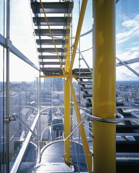 Structural Expressionism, Co Housing, Industrial Office Design, London Wall, Container Architecture, Stair Handrail, Outdoor Stairs, Space Architecture, Facade Design