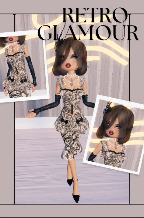 Dress to impress : Retro glamour ★ Retro Re Vival Dress To Impress, Dti Inspo Retro Glamour, Retro Glamour Dti Outfit, Dti Theme Retro Glamour, Dress To Impress Theme Retro Glamour, Retro Rival Dress To Impress, Retro Style Dti Outfits, Retro Glamour Dress To Impress Outfit, Dti Retro Glamour Theme Outfit