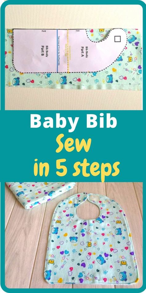 Baby Bib Sewing Pattern, Bib Sewing Pattern, Baby Sewing Tutorials, Baby Bibs Patterns, Sewing Baby Clothes, Sewing Machine Projects, Diy Bebe, Diy Baby Gifts, Sew Ins