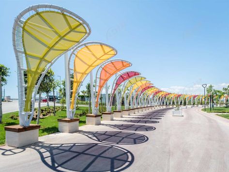 China Multicolored Tensile Membrane Structure - Colorful Fabric Canopy Constructions supplier Shading Structure Architecture, Tensile Structure Architecture, Fabric Architecture, Tensile Membrane, Membrane Structure, Canopy Architecture, Tensile Structures, Landscape Structure, Urban Landscape Design