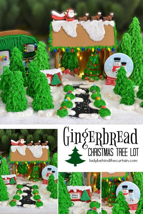 Gingerbread Christmas Tree Lot | Why make a gingerbread house when you can make a Christmas Tree Lot? This fun playful display adds something different to Xmas Tree Ideas, Christmas Tree Lot, Gingerbread Tree, Merry Christmas Friends, Gingerbread House Parties, Diy Christmas Party, Make A Gingerbread House, Gingerbread Christmas Tree, Christmas Tree Lots