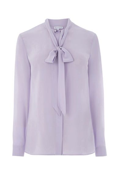 Warehouse, SILK TIE NECK BLOUSE Lilac 0 Lilac Blouse, Lilac Top, Blouse Silk, Blouse Neck, Tie Neck Tops, Purple Blouse, Tie Neck Blouse, Purple Silk, Neck Ties