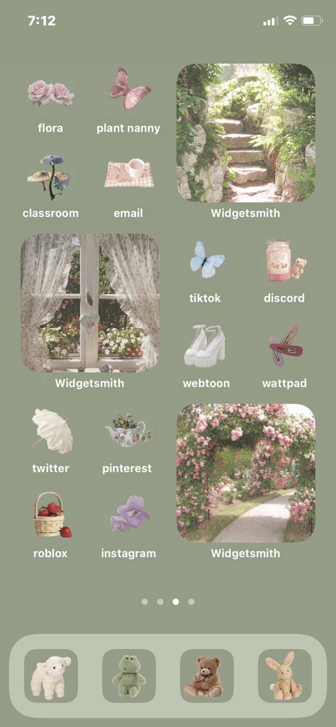 1800 X 1600 Wallpaper Aesthetic, Earthy Home Screen, Phone Themes Minimalist, Fairy Core Homescreen, Ethereal Iphone Layout, Nature Aesthetic Phone Theme, Cute Phone Themes Green, Fairycore Homescreen, Flower Phone Theme