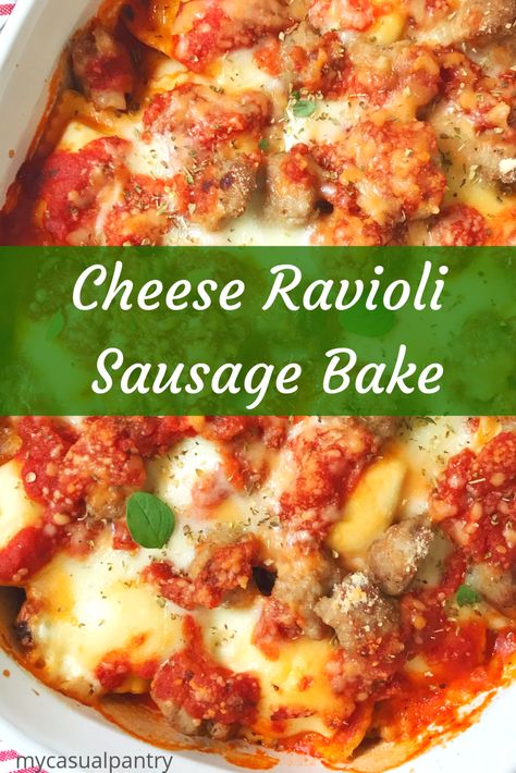 Italian Sausage And Ravioli Recipes, Cheese Ravioli Recipe Frozen, Sausage Ravioli Recipe, Ravioli With Sausage, Frozen Ravioli Recipes, Sausage Casseroles, Cheese Ravioli Recipe, Kid Dinner, Oven Dinners