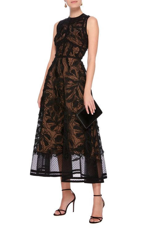 Elie Saab Black Lace Dress, Elie Saab Midi Dress, A Line Lace Dress, Beige And Black Dress, A Line Midi Dress, Black Lace Midi Dress, Black Silk Dress, Mob Dresses, Box Clutch