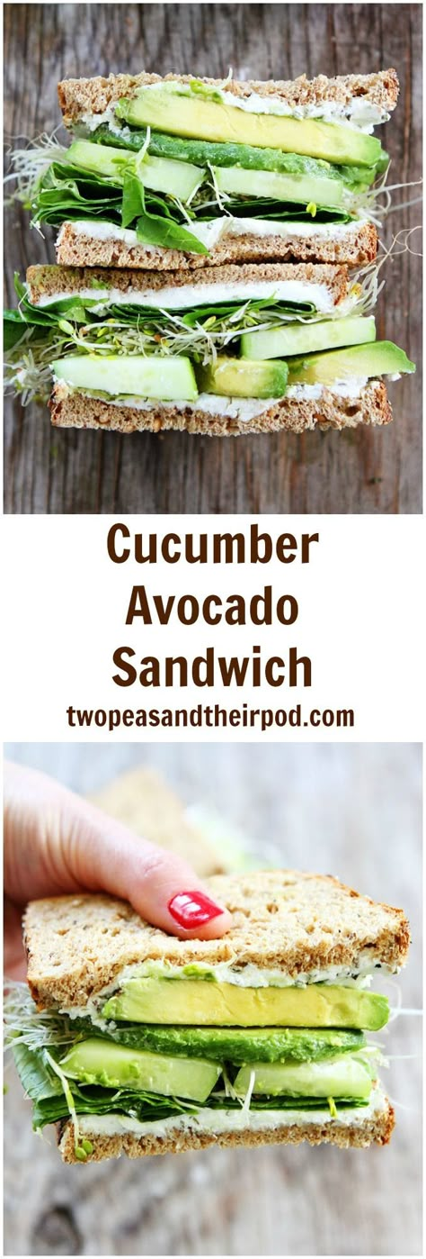 Cucumber Avocado Sandwich Recipe on twopeasandtheirpod.com This is the BEST sandwich and it is so easy to make! It is great for lunch or dinner! Avocado Sandwich Recipes, Avocado Recipes Healthy, Avocado Dessert, Lunch Wraps, Avocado Sandwich, Cucumber Avocado, Vegetarian Sandwich, Stuffed Avocado Healthy, Best Sandwich