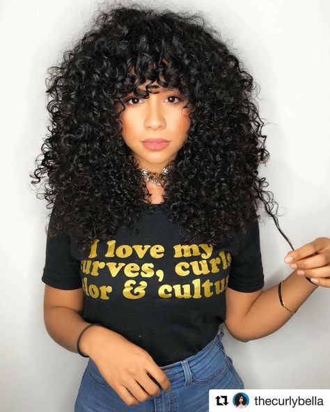 Mixed Curly Hair With Bangs, Curly Haircut Tutorial, Naturally Curly Hair With Bangs, 4c Haircut, 3a Curls, Layered Curly Haircuts, 3c Curly Hair, Curly Shag Haircut, Long Curly Haircuts