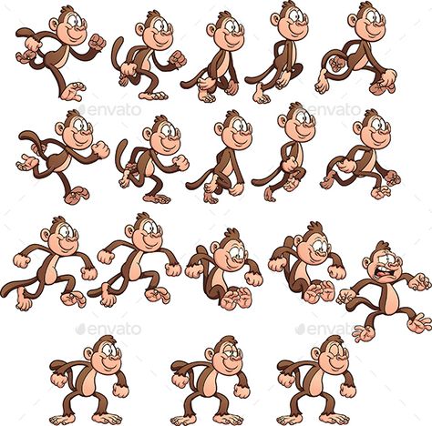 Tired Cartoon, Running Cartoon, Monkey Monkey, Monkey Illustration, Cartoon Monkey, Game Template, Character Model Sheet, Monkey Art, Pet Monkey