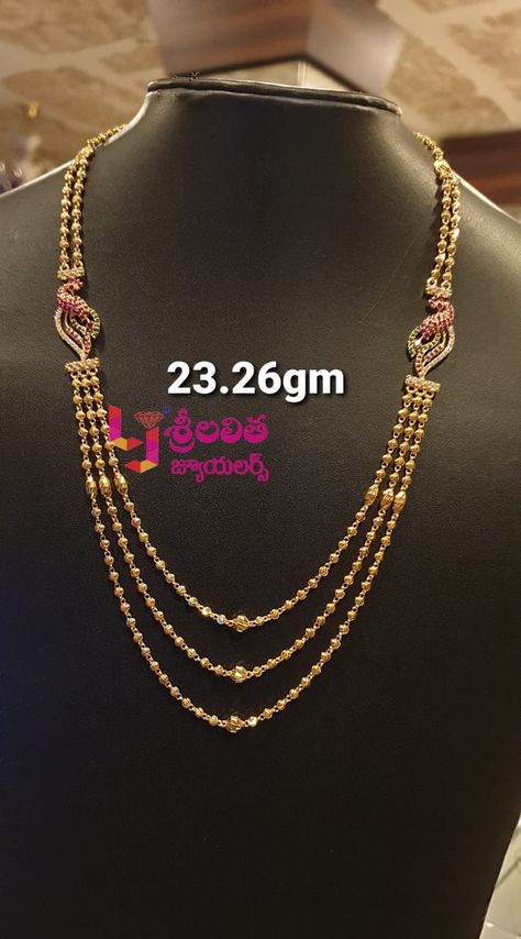 Sri Lalitha Jewellers Anakapalli visit for more collections 9247704907 3 Step Gold Chains, Layer Haram Designs Gold, Step Chains Designs, Step Chains In Gold Indian, Layer Chain Gold, Step Chain, Pretty Gold Necklaces, Small Gold Necklace, Fashion Jewelry Necklaces Gold