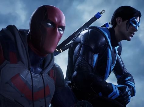 Nightwing Gotham Knights, Red Hood And Nightwing, Gotham Knights Game, Nightwing And Red Hood, Redhood Nightwing, Gotham Knights Nightwing, Red Hood Wallpaper, Night Wing, Gotham Knights