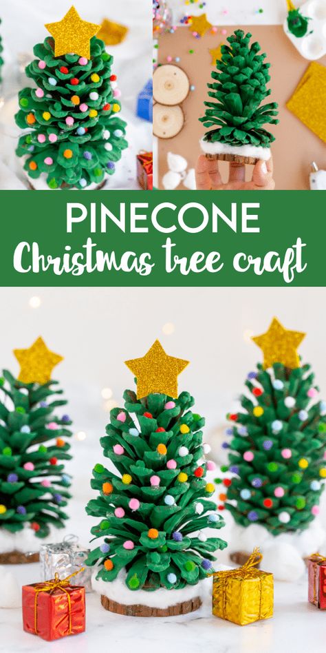 Pinecone Christmas Tree, Julkransar Diy, Pinecone Crafts Christmas, Pine Cone Christmas, Christmas Tree Craft, Pinecone Christmas, Pine Cone Christmas Tree, Christmas Arts And Crafts, Tree Craft