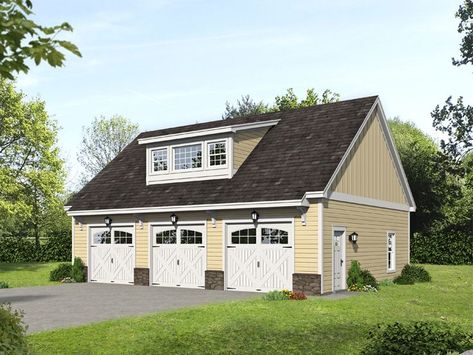 062G-0265: 3-Car Garage Plan with Drive-Thru Bay 3 Car Garage Plans, Farmhouse Craftsman, Garage Plans Detached, Craftsman Garage, Carport Plans, Shed Dormer, Garage Plan, Country Style House Plans, Country House Plan