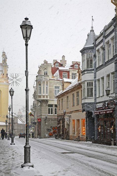 Lithuania Architecture, Snowy Street, Lithuania Travel, Baltic Countries, North Europe, Eastern Europe Travel, Baltic States, Vilnius Lithuania, Northern Europe