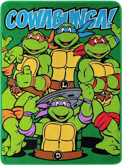 Amazon.com: Northwest Nickelodeon Fleece Throw Blanket Teenage Mutant Ninja Turtles, Cowabunga Dudes, 46" x 60" : Home & Kitchen Cowabunga Dude, Teenage Turtles, Ninja Turtles Movie, Graphic Onesies, The Riddler, Casey Jones, Turtle Design, Fleece Throw Blanket, Mutant Ninja