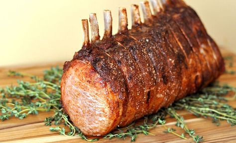 Whole Roasted 10-Rib Berkshire Pork Rack Recipe | D'Artagnan Slow Cooked Pork Ribs, Pork Rib Roast, Pork Loin Ribs, Rack Of Pork, Rib Roast Recipe, Slow Cooked Pork, Pork Roast Recipes, Easy Dinner Recipes Crockpot, Roast Pork