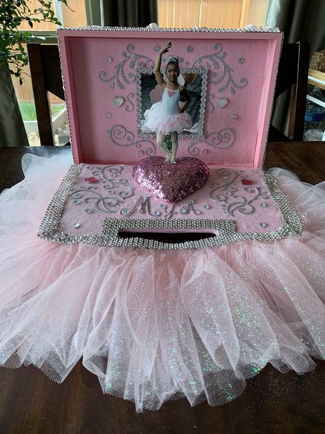 Ballerina inspired Valentines box #valentinesday #valentinecrafts Dancer Valentines Box Ideas, Ballet Valentines Boxes, Dance Valentine Box Ideas, Ballerina Valentines Boxes, Barbie Valentine Box Ideas, Stella Costume, Valentine Box Ideas For School, Unique Valentine Box Ideas, Valentine's Boxes