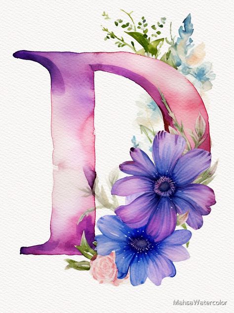 letter d in watercolor painting, alphabets, names with a, baby names, kids name, kids room, typography a, dad, daddy, initial d, names starts with d, baby name #letters #babyshower #watercolor #letterB #B #kids #names #namelist #kidsroom #nursery #Letter #D #LetterD Alphabet Letter Painting, D Drawing Letter, Letter D With Flowers, D Names, Letter Canvas Painting Initials, Painted Alphabet Letters For Nursery, Baby Name Letters, Painting Kids, Initial D