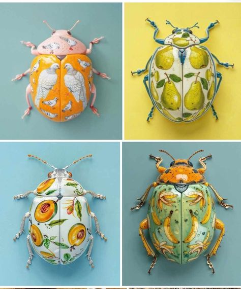 CHARLIEMOON ART Ceramic Insects, Taxidermy Bugs, Fabric Insects, Christmas Beetle, Bug Taxidermy, Bugs Art, Beetle Insect, Bug Art, Beautiful Bugs