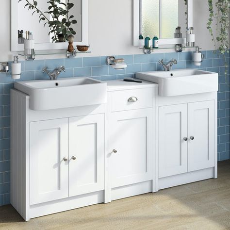 Basin With Storage, Double Vanity Unit, Traditional Vanity, Traditional Toilets, Bathroom Vanity Units, Big Bathrooms, Bathroom Plumbing, Basin Mixer Taps, En Suite Bathroom