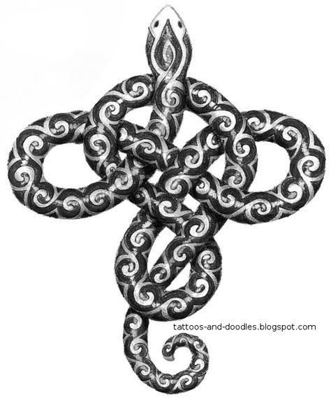 Tattoos and doodles: Snake knot Celtic Snake, Mum And Daughter Tattoo, Celtic Wood, Traditional Snake Tattoo, Celtic Knot Tattoo, Snake Knot, Knot Tattoo, Snake Tattoo Design, Flash Tattoo Designs