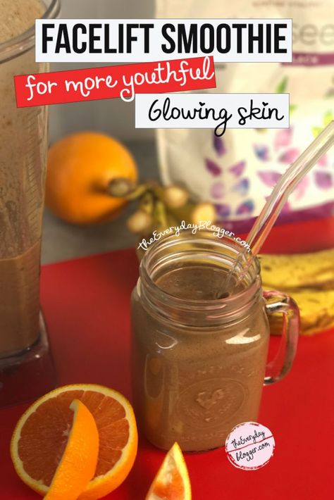 Facelift Smoothie Anti Aging Smoothie Glowing Skin, Skin Care Smoothie Recipes, Anti Aging Smoothie Recipes, Anti Aging Juice Recipes, Healing Juices, Anti Aging Juice, Beauty Drink, Anti Aging Smoothie, Skin Vitamins