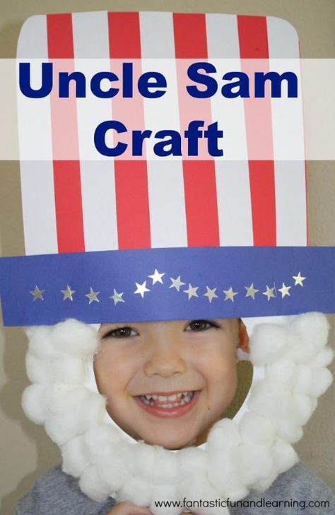 Uncle Sam Craft: Great for President's Day, other patriotic holidays, and pretend play Uncle Sam Craft, 5 De Mayo, Patriotic Crafts, Daycare Crafts, Preschool Themes, Preschool Theme, Patriotic Holidays, Uncle Sam, Presidents Day