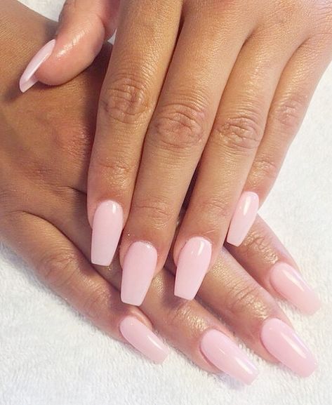 Fresh Set Acrylic Nails, Natural Pink Ballerina Nails, Baby Pink Coffin Nail Ideas, Formal Pink Nails, Light Pink Coffin Nail Ideas, Summer Acrylic Nails Almond Pink, Light Pink Ballerina Nails, Coffin Light Pink Nails, Medium Ballerina Acrylic Nails