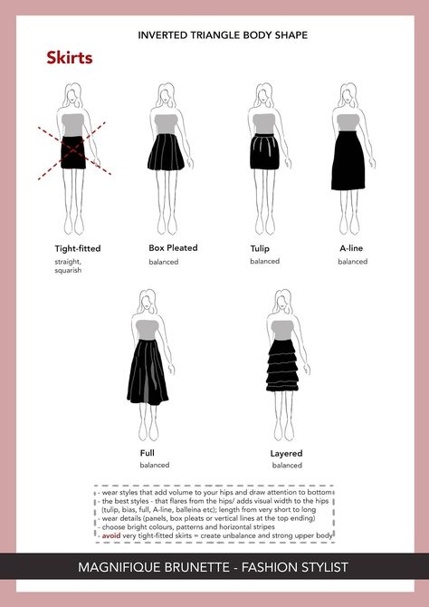 Body Shape Ultimate Guide - Part 3 = INVERTED TRIANGLE SHAPE - Magnifique Brunette Outfits Inverted Triangle, Rectangle Body Shape Fashion, Inverted Triangle Body Shape Fashion, V Shape Body, Inverted Triangle Body Shape Outfits, Triangle Body Shape Fashion, Inverted Triangle Fashion, Rectangle Body Shape Outfits, Triangle Body Shape Outfits