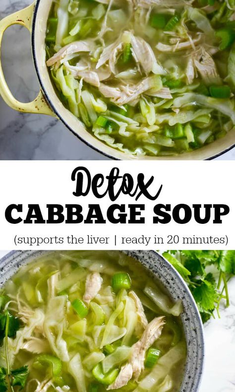 Detox cabbage soup is an easy way to give your liver a little love. Just a few simple ingredients. Ready in 20 minutes. Makes 2-3 servings. LOADED with all the liver healing foods. Paleo.  Gluten free.  Whole30 compliant. Detox Cabbage Soup, Liver Healing, Paleo Food, Detox Soup, Soup Diet, Healthy Liver, Liver Detox, Cabbage Soup, The Liver