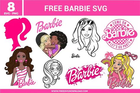 Barbie Free SVG Files | Free SVG Download Free Svg Files For Cricut Barbie, Barbie Silhouette Printable, Barbie Svg, Free Barbie, Disney Easter, Barbie Logo, Craft Display, Store Ideas, Free Svg Files