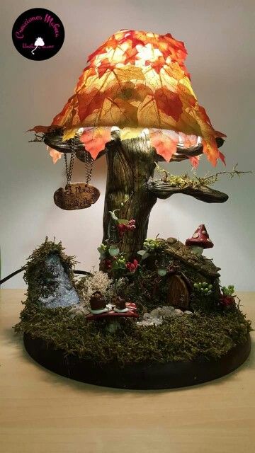 Fairy House Lamp, Fairy Lamp Diy, Clay Lamps, Flask Diy, Fairy Lamps, Diy Cement Planters, Art Competition Ideas, Mushroom Crafts, House Lamp