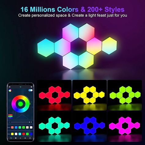 JIMIMORO RGB Hexagon LED Lights Gaming Lights with APP & Remote Control Wall Lights Gift for Home Decor, Living Room, Bedroom,Gaming Room

3 panels : $19.99
8 panels : $39.98
12 panels : $56.99 Gaming Lights, Bedroom Gamer, Bedroom Gaming Room, Bedroom Gaming, Computer Gaming Room, Light App, Honeycomb Shape, Gamer Room Decor, Light Panels