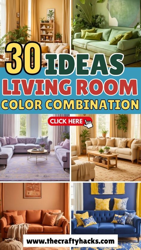 Transform your space with our 30 Living Room Color Combination ideas. Discover the perfect palette to create a stylish and inviting atmosphere in your home. From bold contrasts to subtle harmonies, these color combinations enhance your decor and reflect your personal style. Ideal for any taste, our curated selections feature modern, classic, and eclectic options. Refresh your living room with these inspiring color schemes today! Living Room And Dining Room Color Scheme, Colourful Lounge Ideas, Living Room Colours Ideas, Modern Living Room Decor Color Schemes, Colour In Living Room, Gold Couch Living Room Color Palettes, 3 Colors That Go Together, Living Room Designs Color, Living Room Inspiration Color Schemes