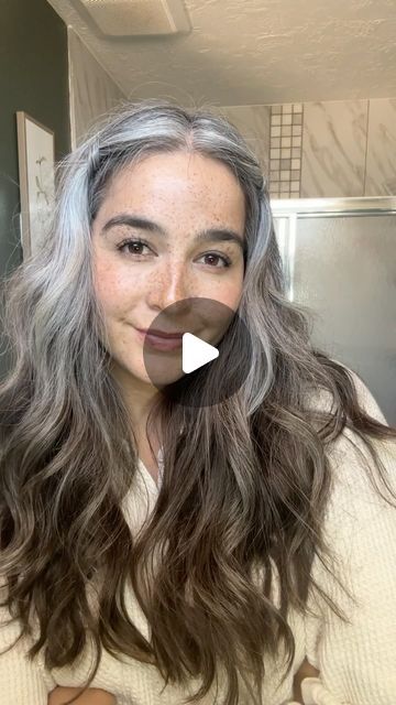 Sara Black on Instagram: "I saw @beautyxdanaplum do this style and knew I had to try! So simple and so easy🥰 .  .  .  #greyhair #naturalhair #youngandgrey #greyand30 #silver #silversister #silverstyle #grombre #longhair #greycommunity #whitehair #embracethegrey #greyhairtransition #saltandpepper #youngandgrey #greyhairdontcare #grayhair #naturallygrey #hair #longhair #fyp #easyhairstyles" Grey Hair Updos, Greying Hair, Grey Hair Don't Care, Silver Sisters, Long Gray Hair, Easy Summer Hairstyles, Grey Hair, White Hair, Hair Updos