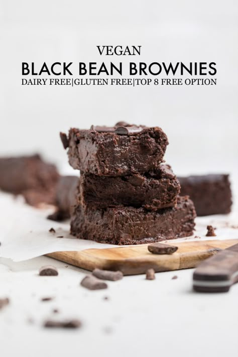 Flourless Black Bean Brownies, Vegan Black Bean Brownies, Black Bean Brownies, Vegan Brownies, Bean Brownies, Protein Brownies, Healthy Brownies, Sugar Free Vegan, Vegan Black Bean