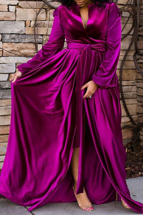 Xpluswear Plus Size Semi Formal, Semi Formal Dresses Black, Magenta Velvet, Maxi Dress With Belt, Magenta Dress, Flora Dress, Semi Formal Dress, Silk Dress Long, Dresses Pink