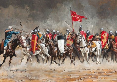 Battle Painting, Medieval Reference, Knights Medieval, Medieval Banner, Medieval Battle, Medieval Warfare, Fall Of Constantinople, Armor Ideas, Military Illustration